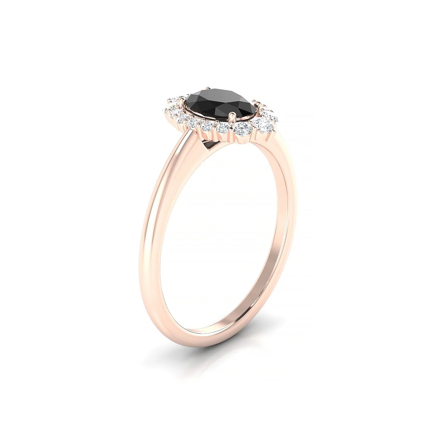Romance | 18k Rose Gold 7 x 5 mm Oval Black Diamond Ring