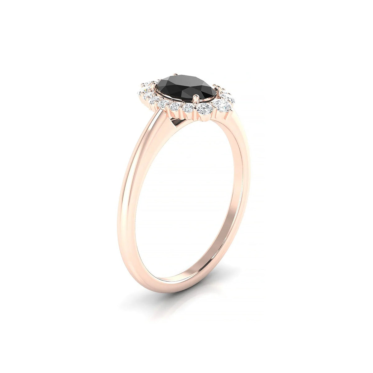 Romance | 18k Rose Gold 7 x 5 mm Oval Black Diamond Ring