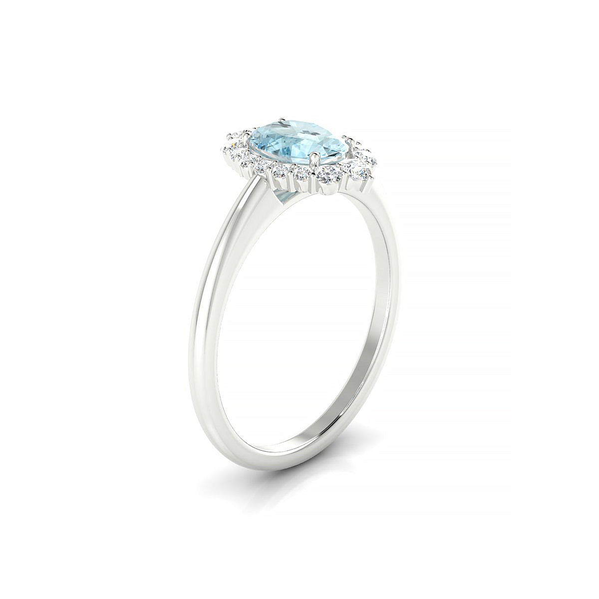 Romance | 18k White Gold 7 x 5 mm Oval Aquamarine Ring