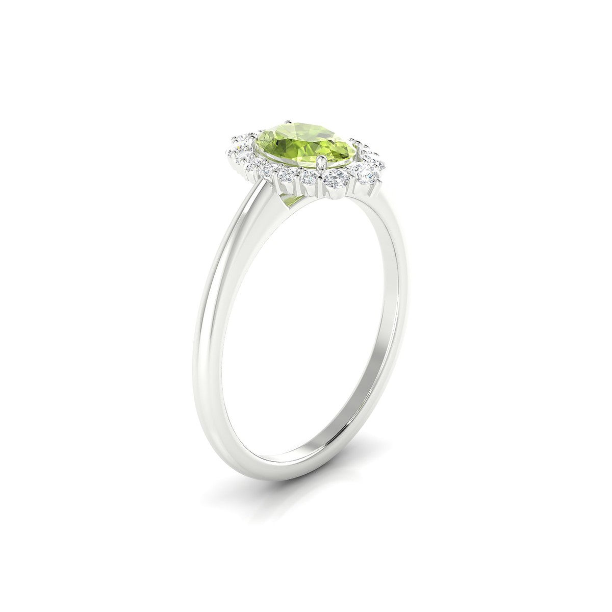 Romance | 18k White Gold 7 x 5 mm Oval Peridot Ring