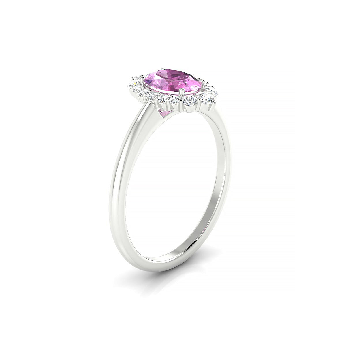Romance | 18k White Gold 7 x 5 mm Oval Pink Sapphire Ring