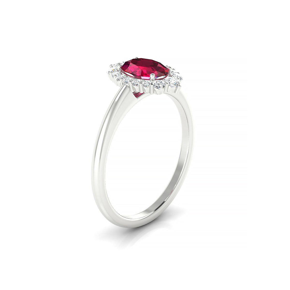 Romance | 18k White Gold 7 x 5 mm Oval Ruby Ring