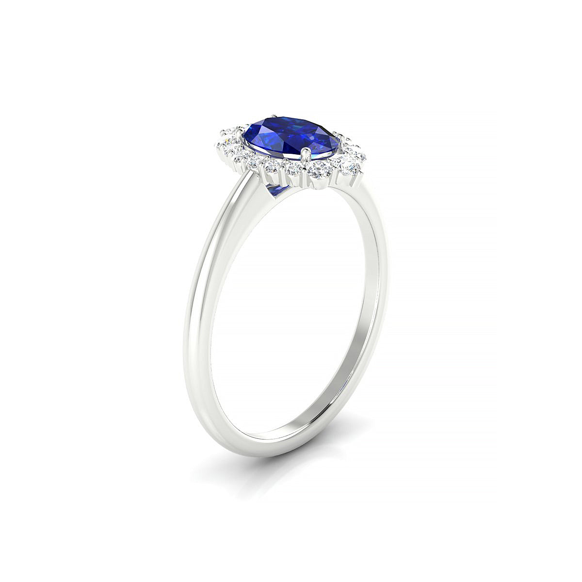 Romance | 18k White Gold 7 x 5 mm Oval Sapphire Ring