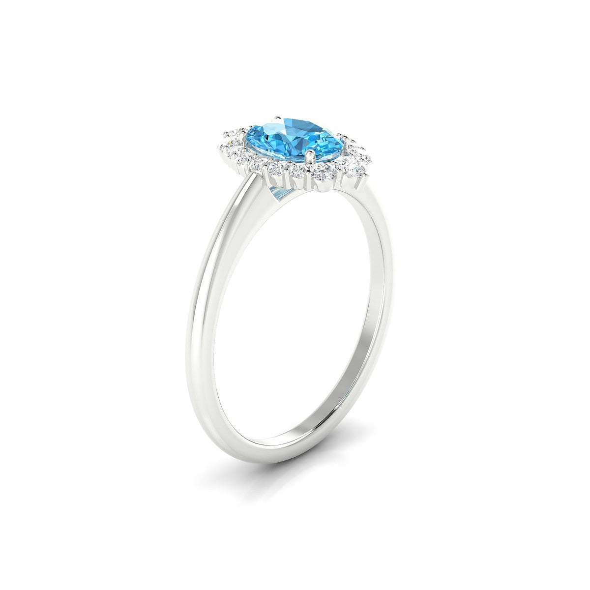 Romance | 18k White Gold 7 x 5 mm Oval Topaz Ring