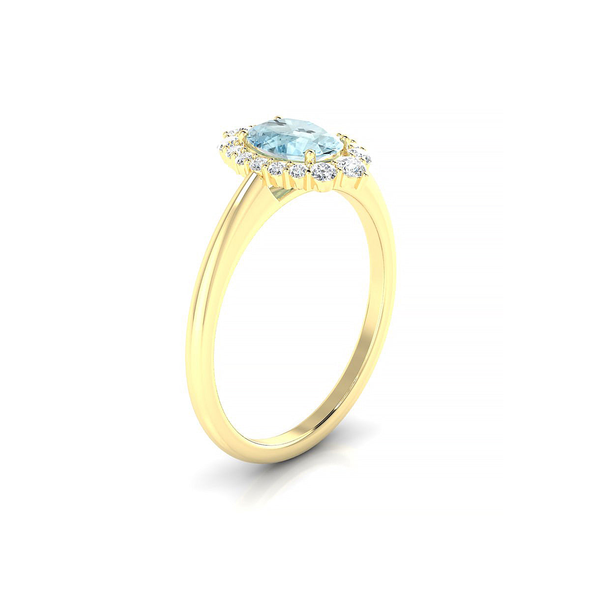 Romance | 18k Yellow Gold 7 x 5 mm Oval Aquamarine Ring