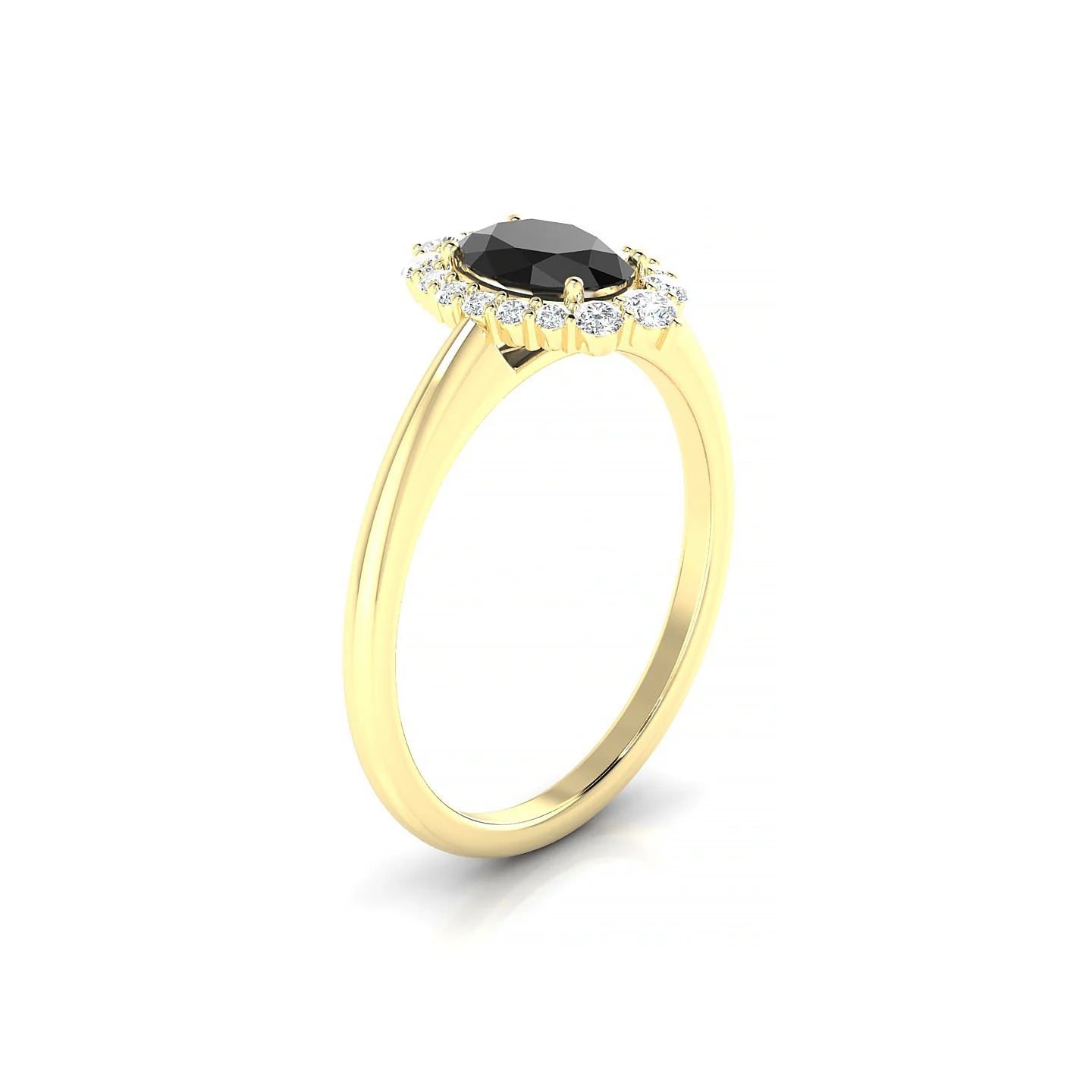 Romance | 18k Yellow Gold 7 x 5 mm Oval Black Diamond Ring