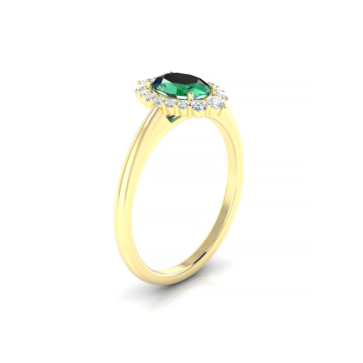 Romance | 18k Yellow Gold 7 x 5 mm Oval Emerald Ring