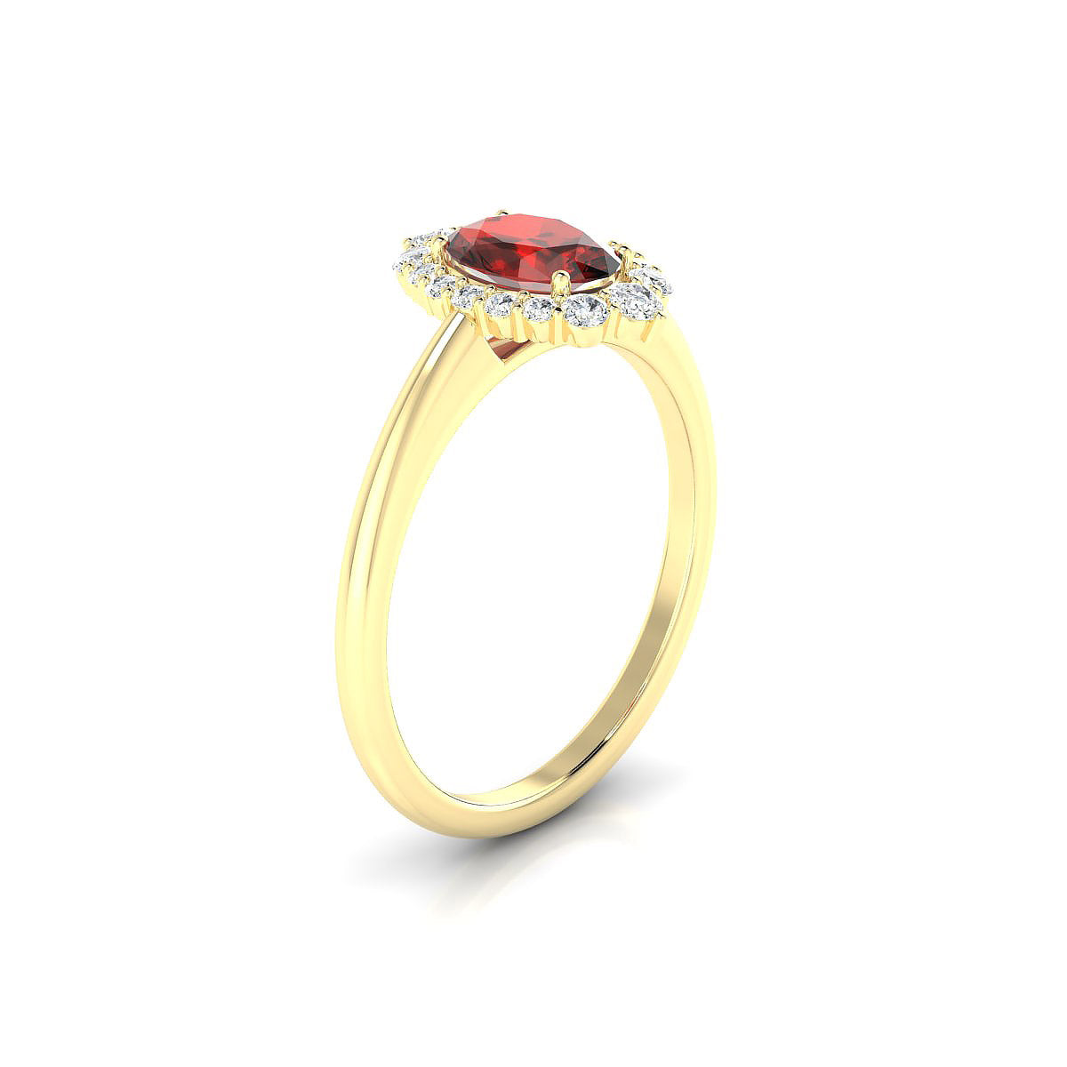 Romance | 18k Yellow Gold 7 x 5 mm Oval Garnet Ring