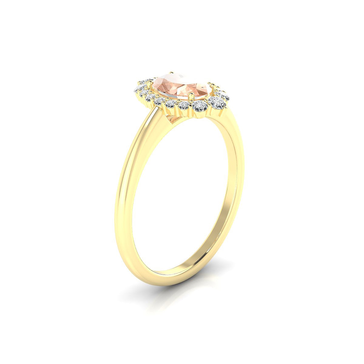 Romance | 18k Yellow Gold 7 x 5 mm Oval Morganite Ring