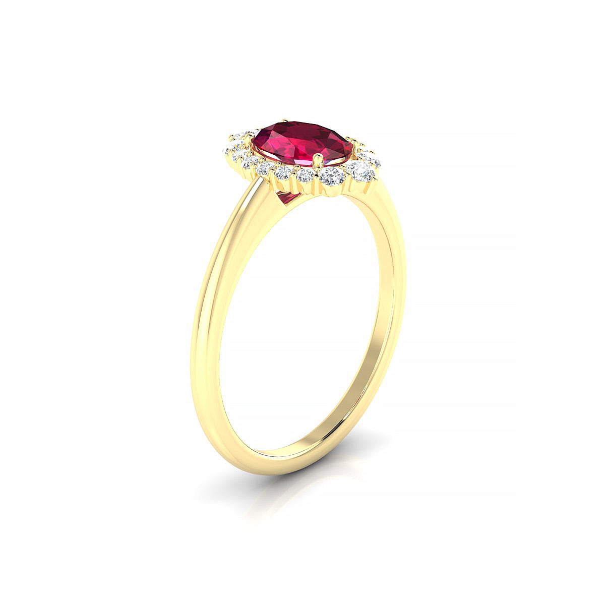 Romance | 18k Yellow Gold 7 x 5 mm Oval Ruby Ring