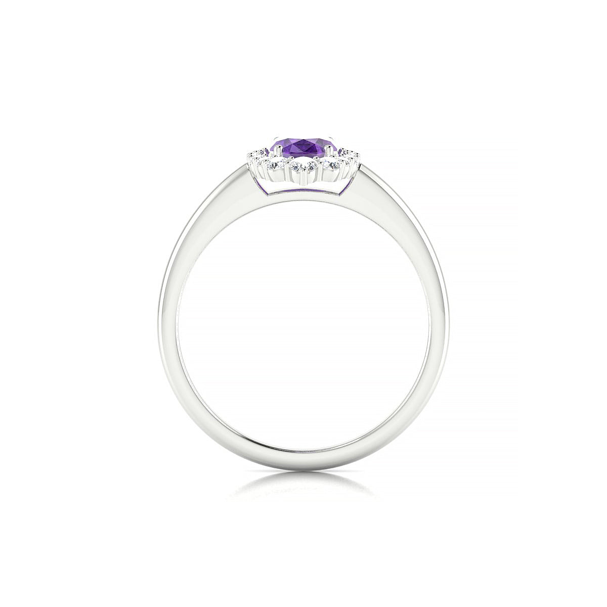 Romance | 18k White Gold 7 x 5 mm Oval Amethyst Ring