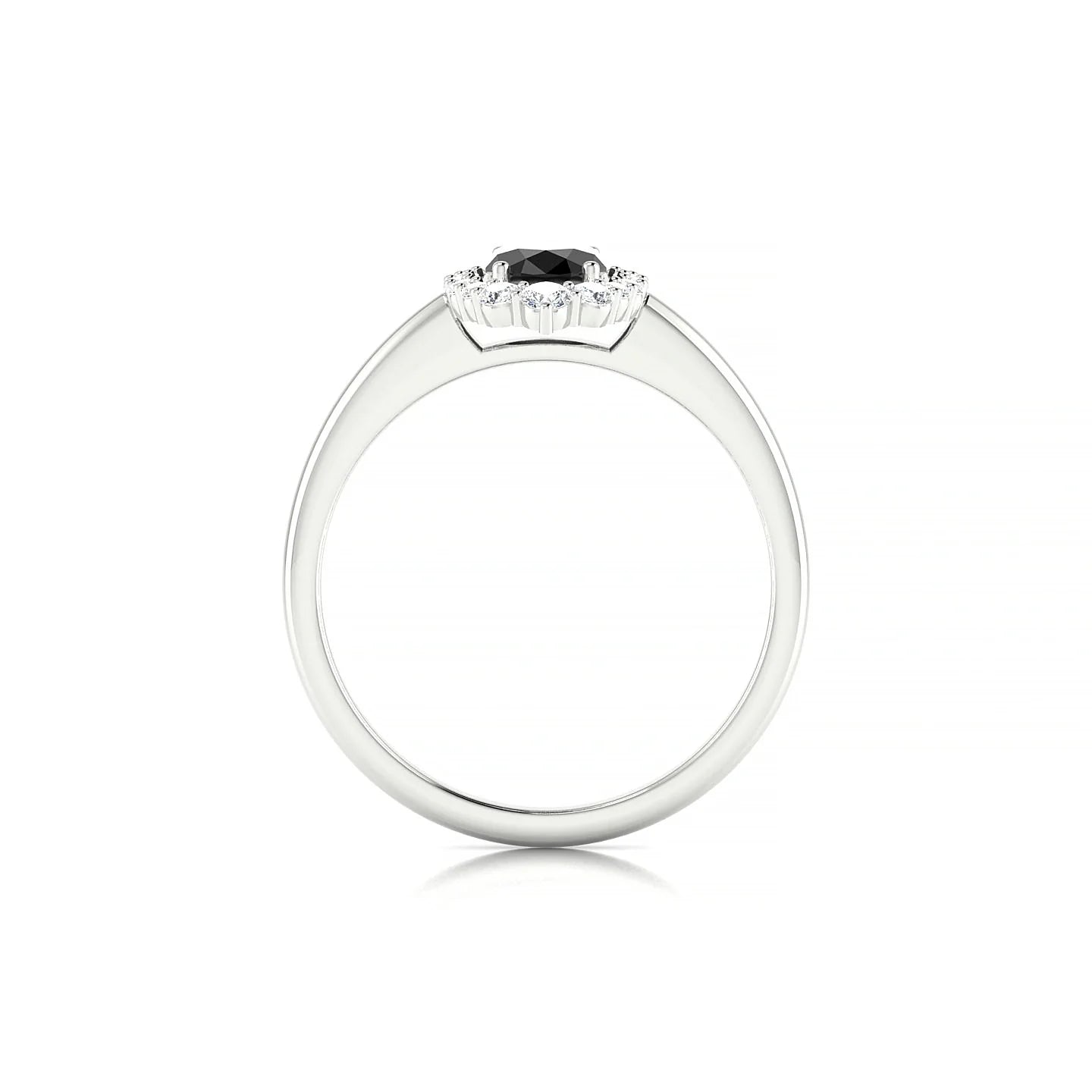 Romance | 18k White Gold 7 x 5 mm Oval Black Diamond Ring