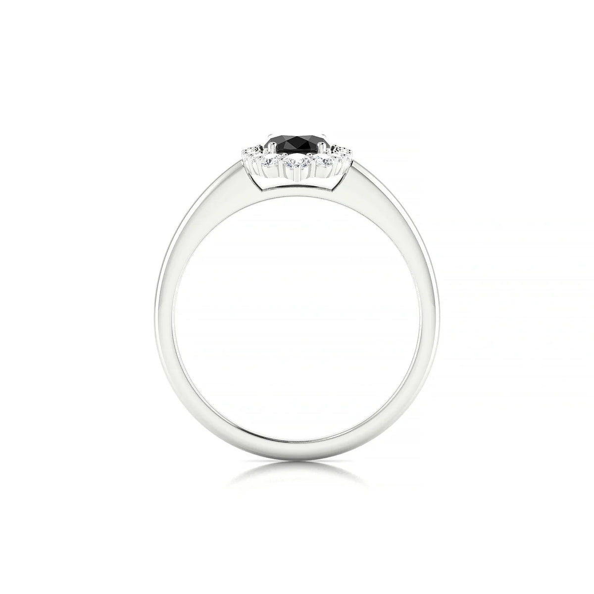 Romance | 18k White Gold 7 x 5 mm Oval Black Diamond Ring