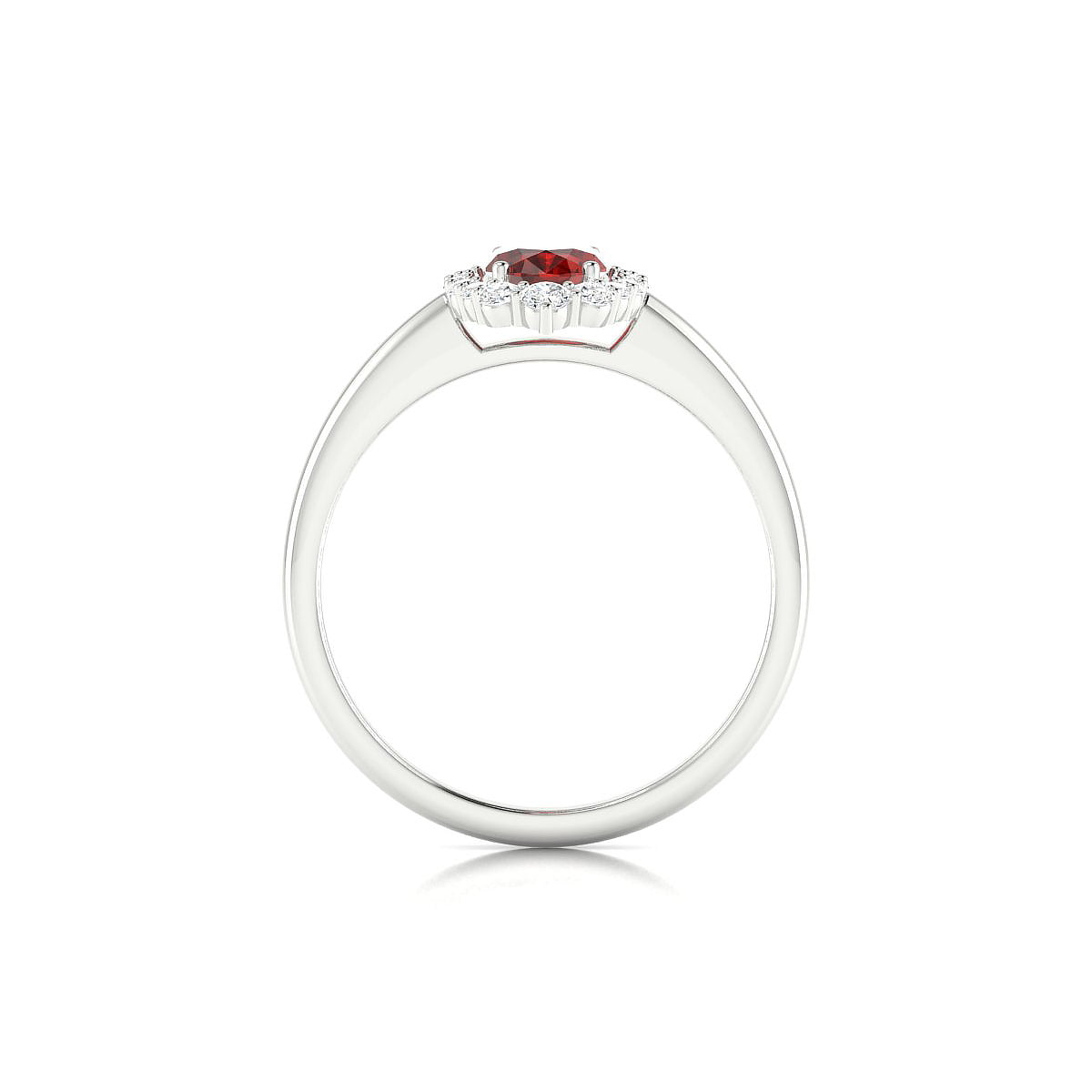 Romance | 18k White Gold 7 x 5 mm Oval Garnet Ring