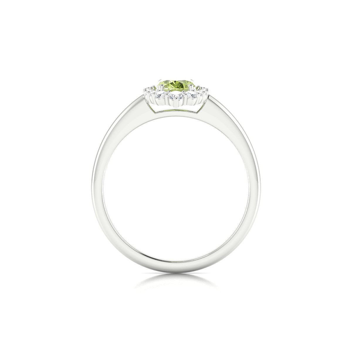 Romance | 18k White Gold 7 x 5 mm Oval Peridot Ring