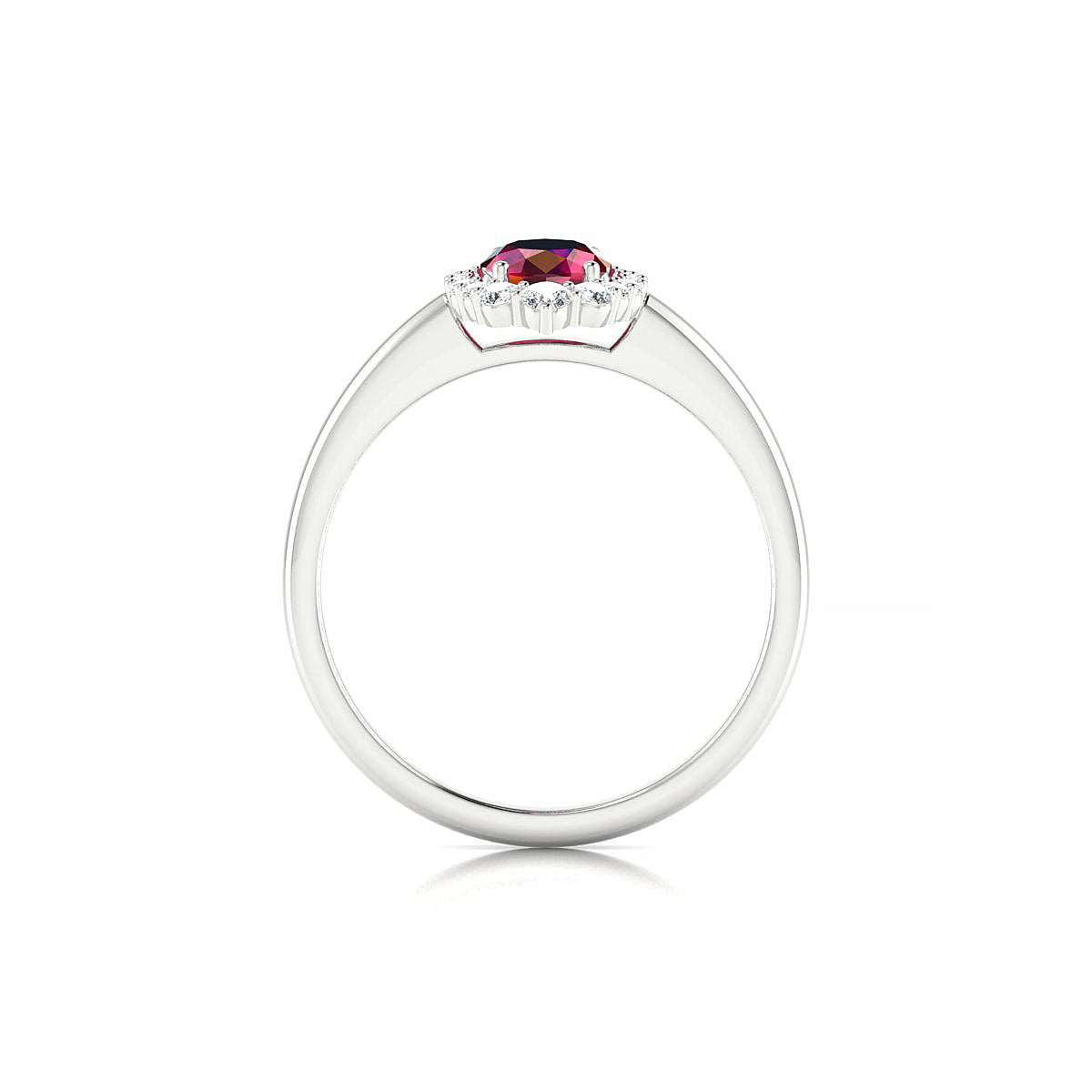Romance | 18k White Gold 7 x 5 mm Oval Ruby Ring