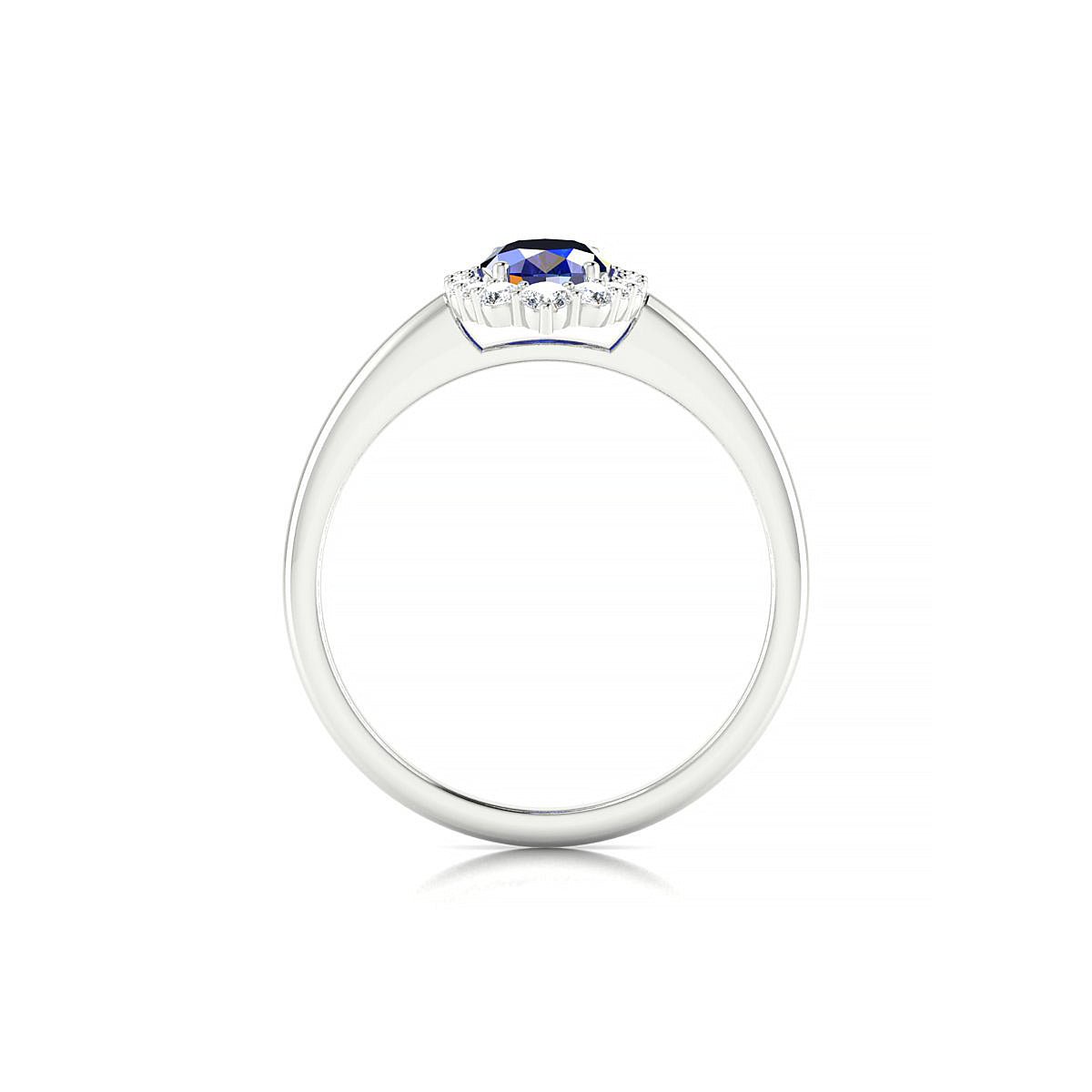 Romance | 18k White Gold 7 x 5 mm Oval Sapphire Ring