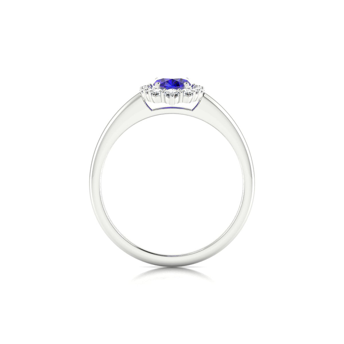 Romance | 18k White Gold 7 x 5 mm Oval Tanzanite Ring