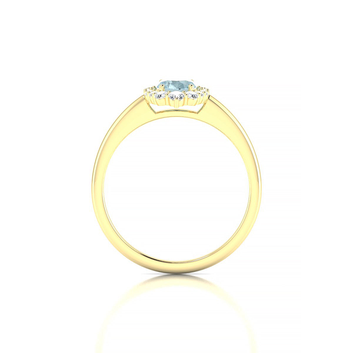Romance | 18k Yellow Gold 7 x 5 mm Oval Aquamarine Ring