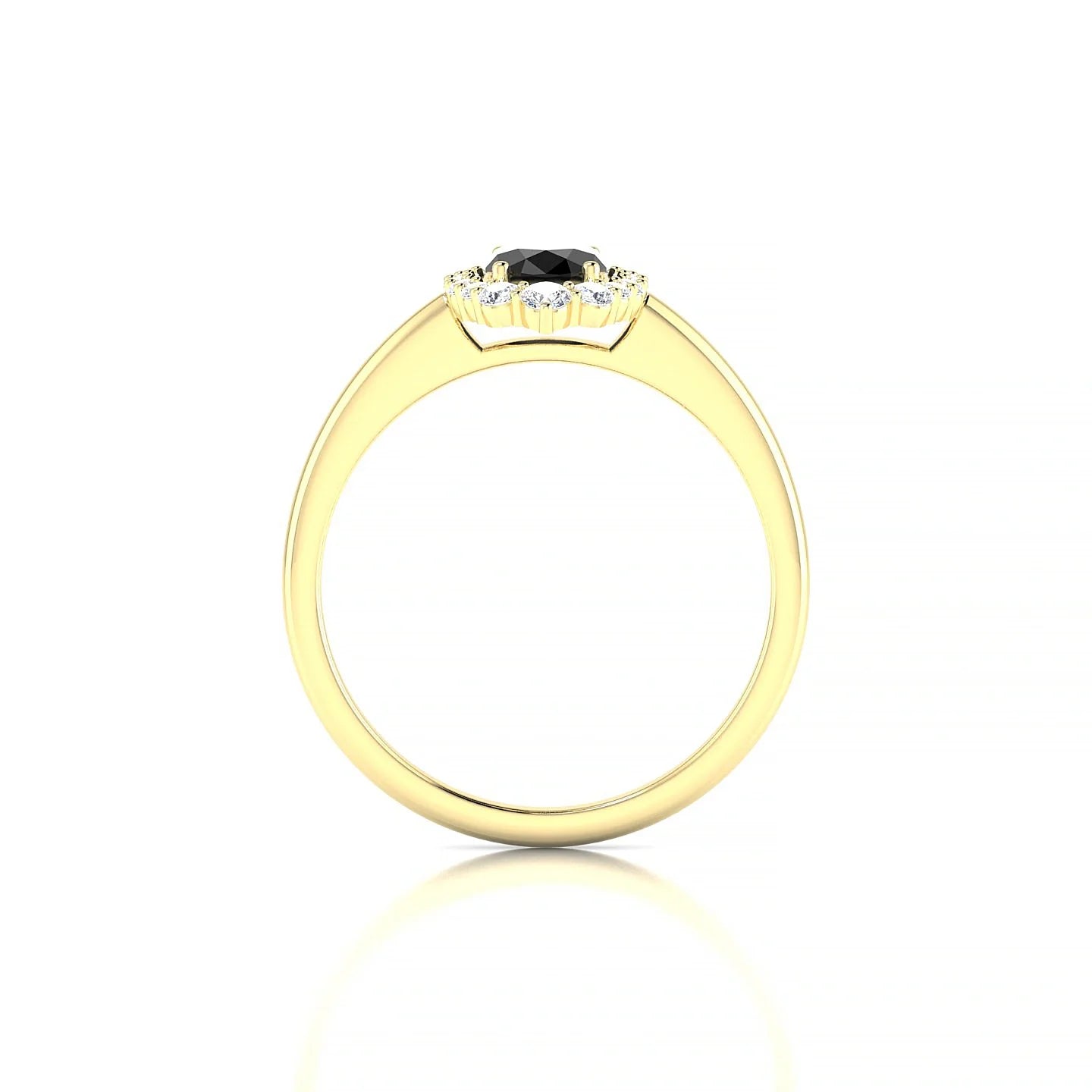 Romance | 18k Yellow Gold 7 x 5 mm Oval Black Diamond Ring