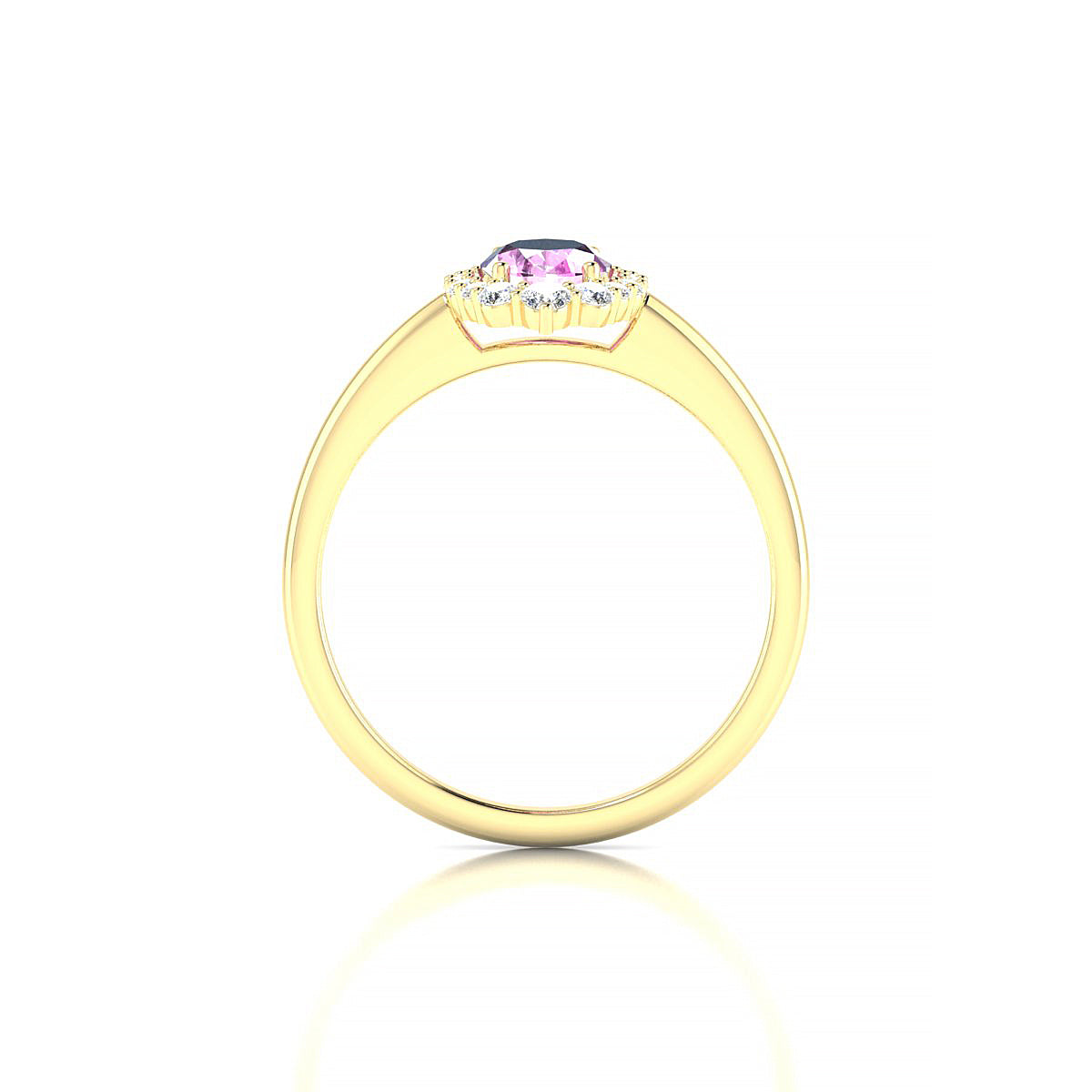 Romance | 18k Yellow Gold 7 x 5 mm Oval Pink Sapphire Ring