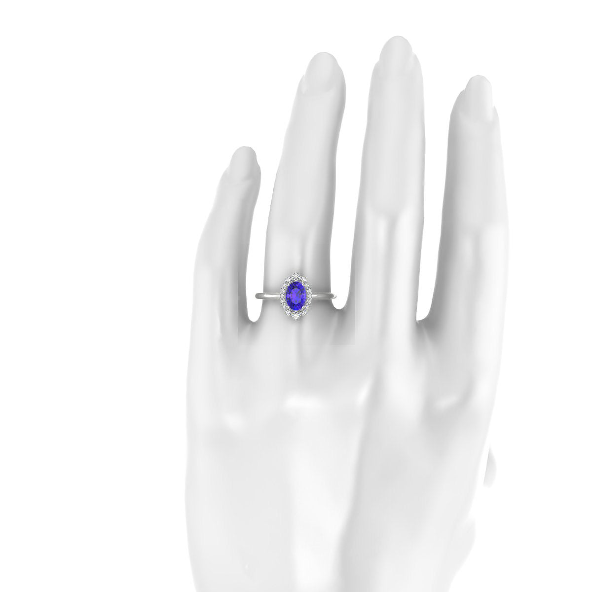 Romance | 18k White Gold 7 x 5 mm Oval Tanzanite Ring