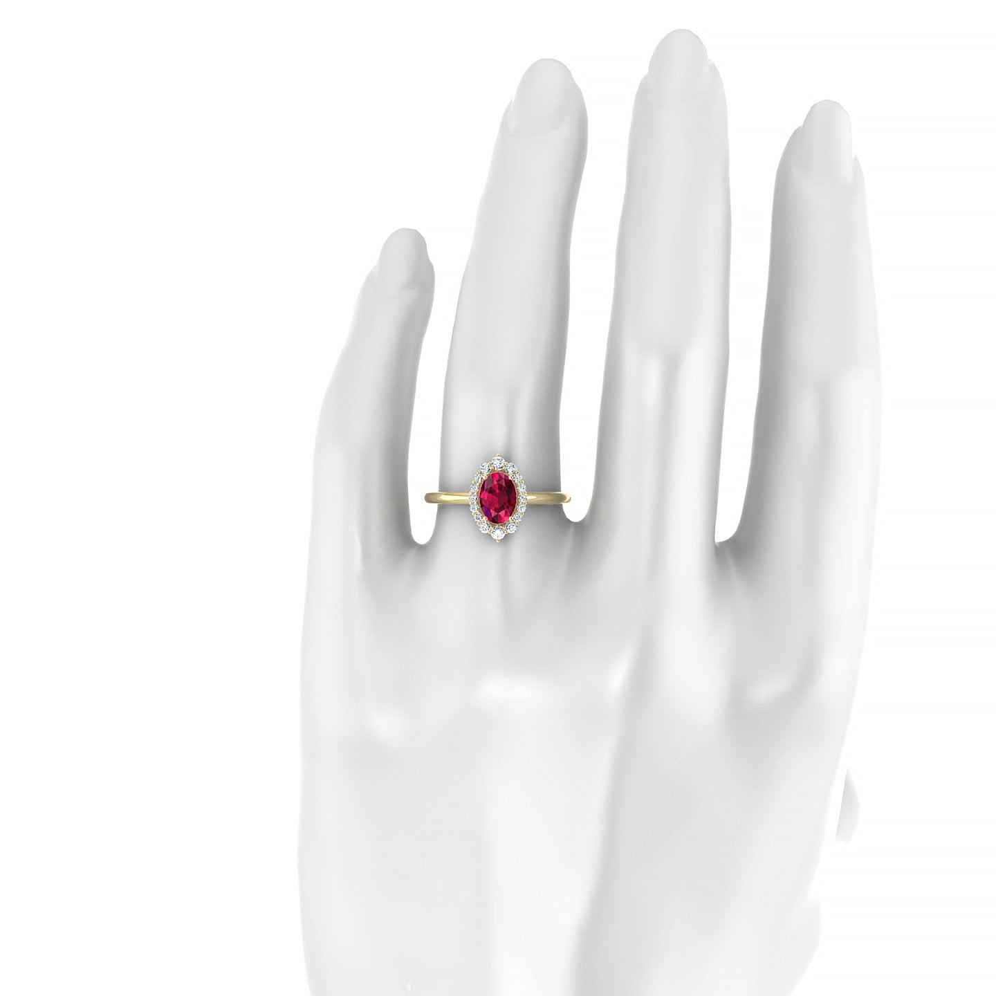 Romance | 18k Yellow Gold 7 x 5 mm Oval Ruby Ring