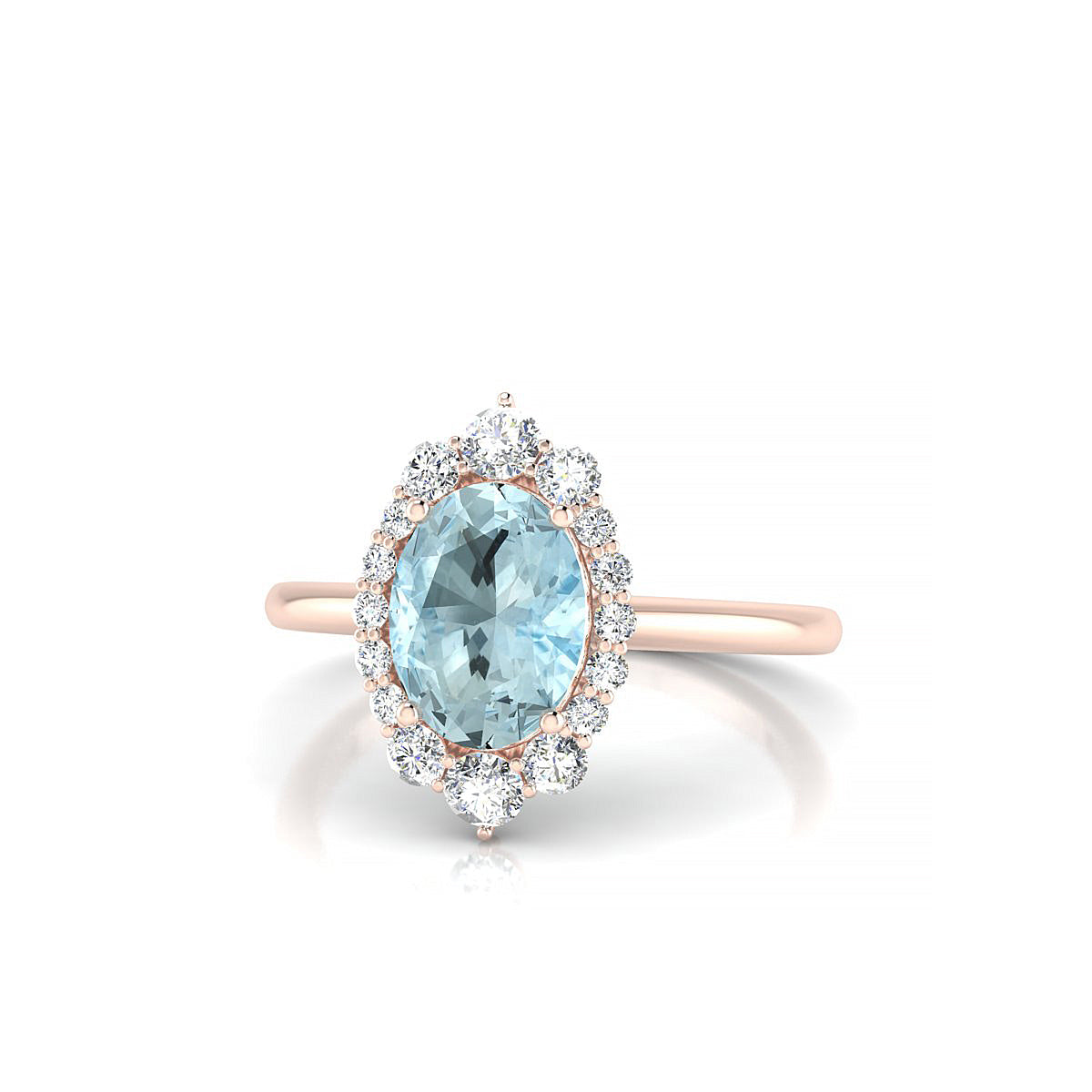 Romance | 18k Rose Gold 8 x 6 mm Oval Aquamarine Ring
