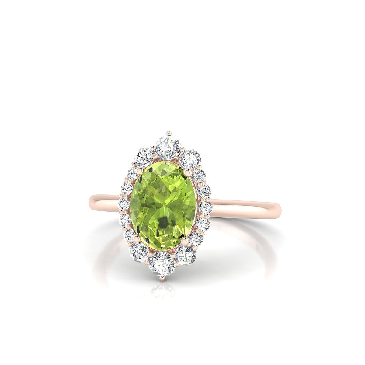 Romance | 18k Rose Gold 8 x 6 mm Oval Peridot Ring