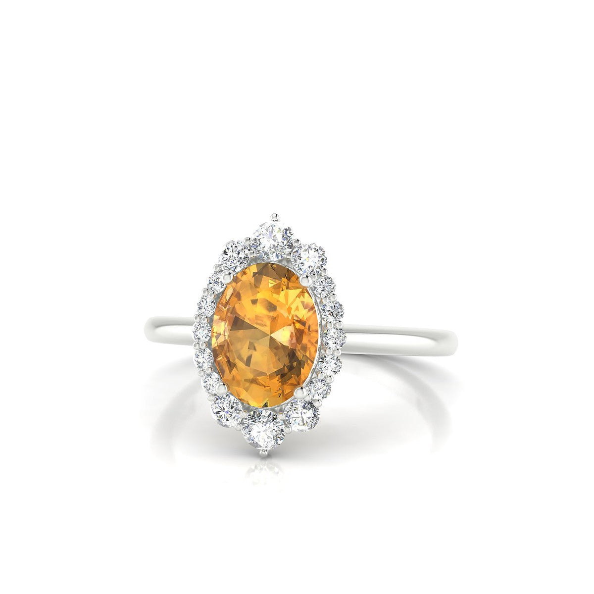 Romance | 18k White Gold 8 x 6 mm Oval Citrine Ring