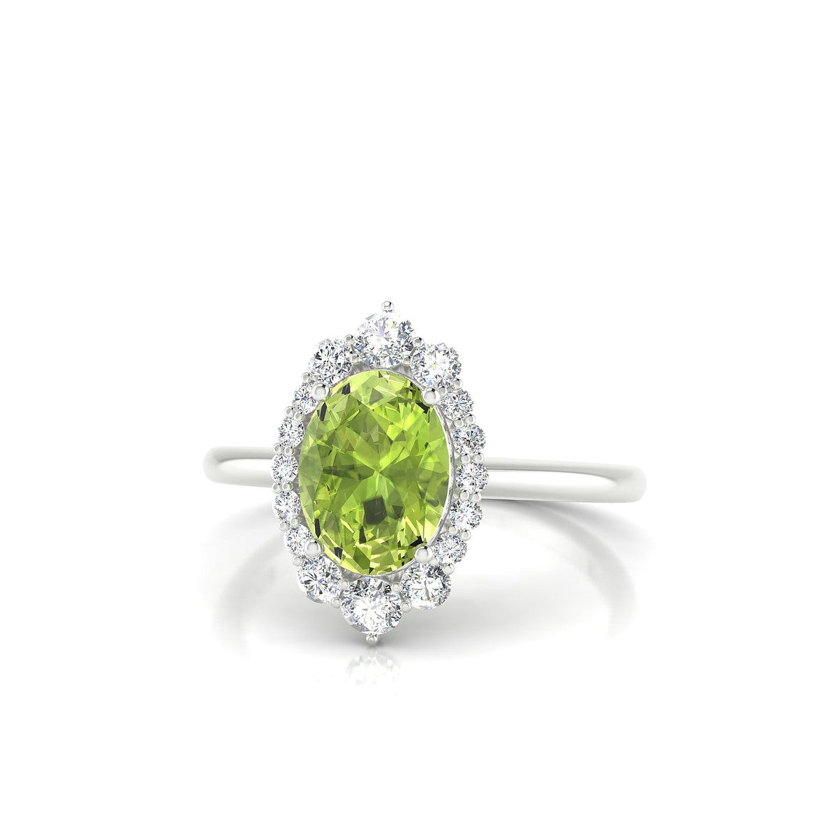 Romance | 18k White Gold 8 x 6 mm Oval Peridot Ring