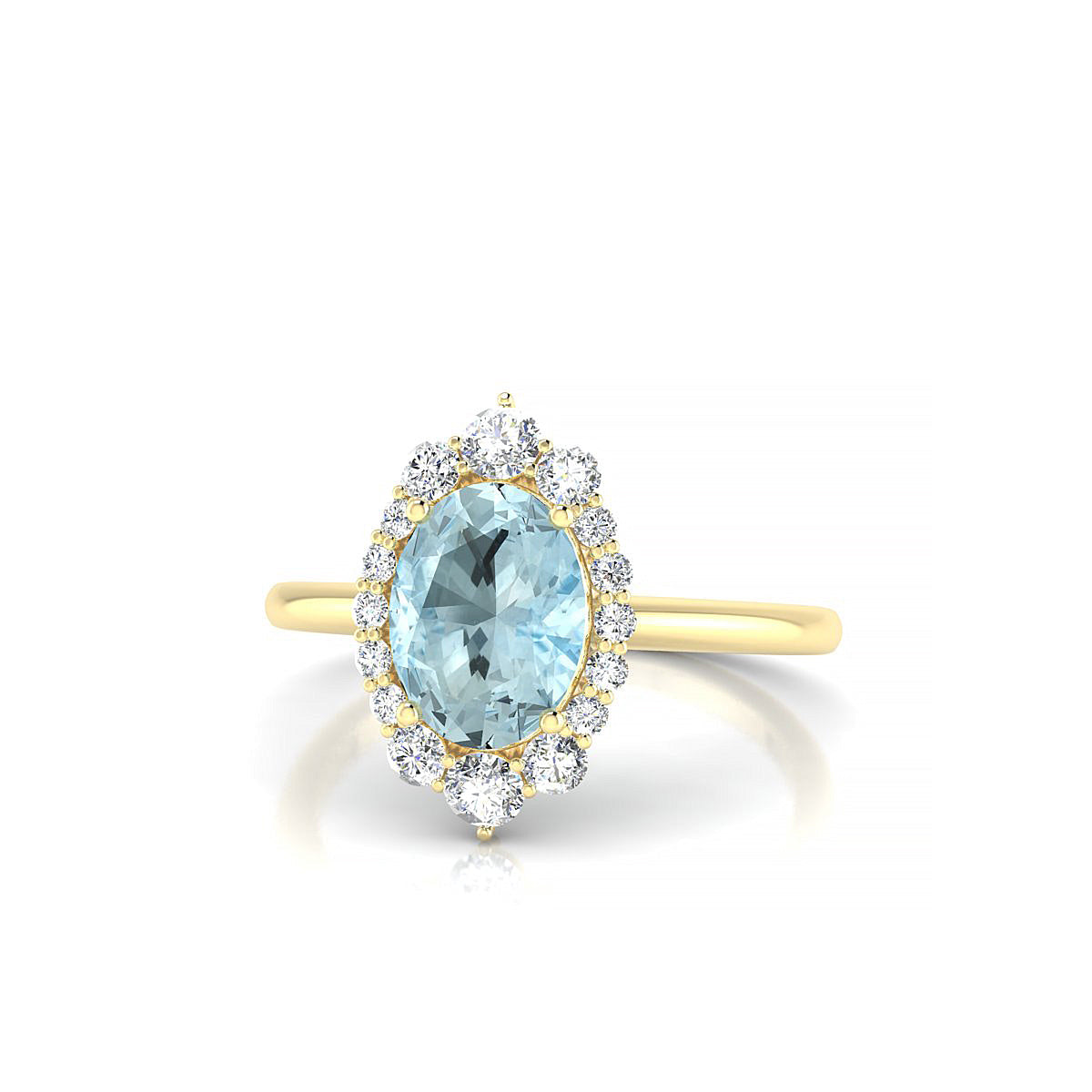 Romance | 18k Yellow Gold 8 x 6 mm Oval Aquamarine Ring
