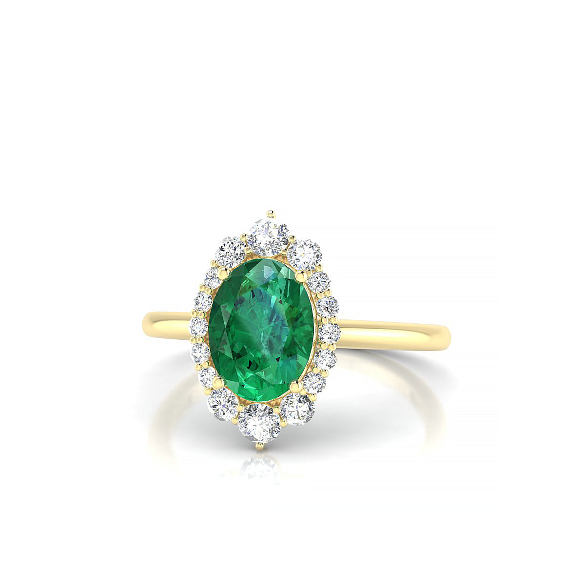 Romance | 18k Yellow Gold 8 x 6 mm Oval Emerald Ring
