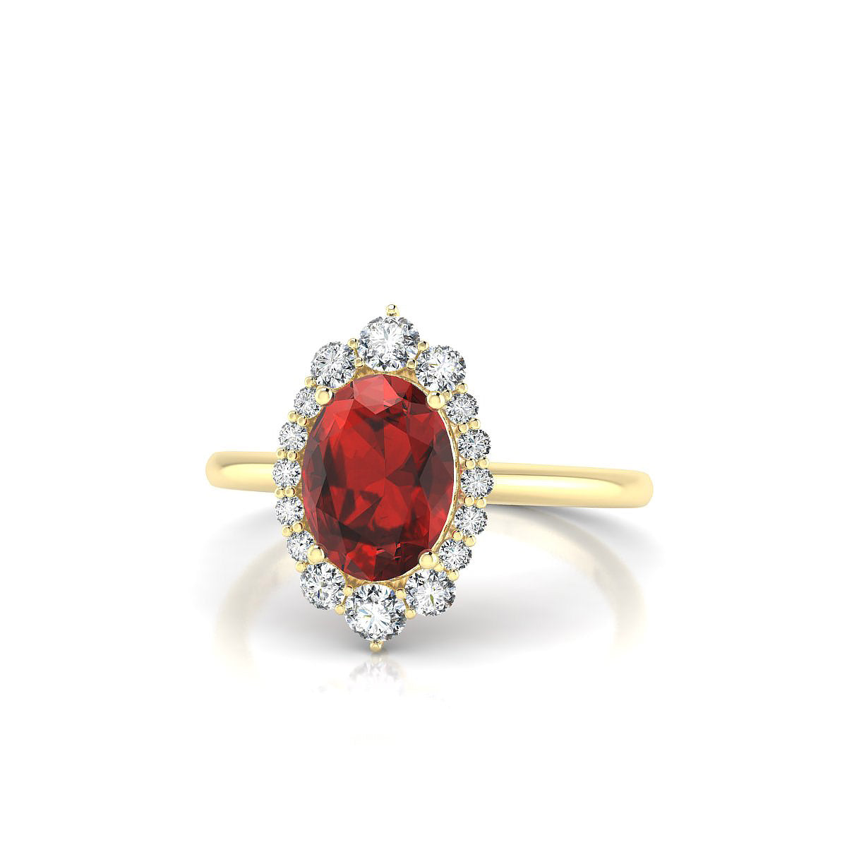 Romance | 18k Yellow Gold 8 x 6 mm Oval Garnet Ring