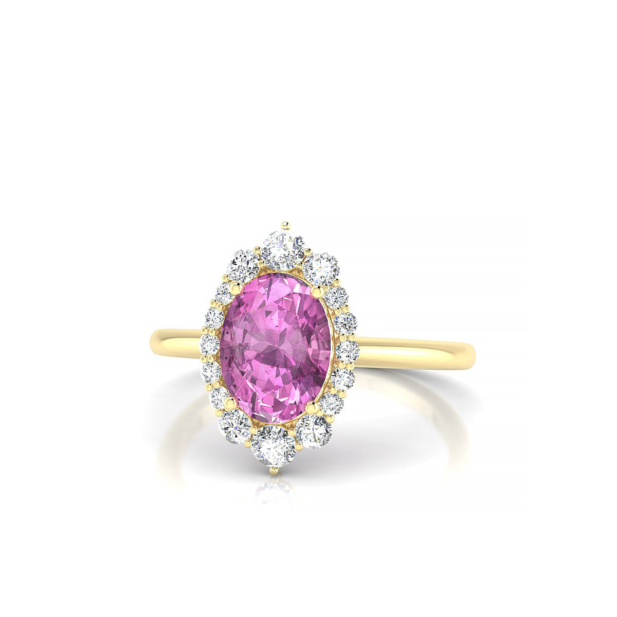 Romance | 18k Yellow Gold 8 x 6 mm Oval Pink Sapphire Ring