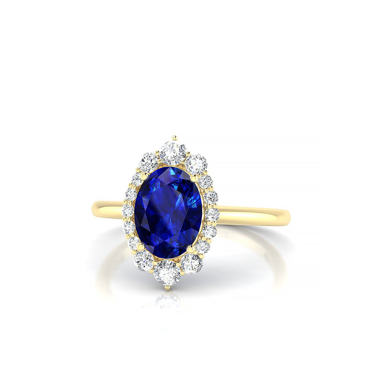 Romance | 18k Yellow Gold 8 x 6 mm Oval Sapphire Ring