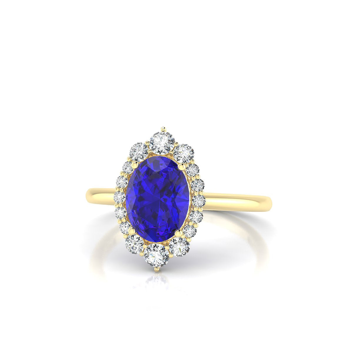 Romance | 18k Yellow Gold 8 x 6 mm Oval Tanzanite Ring