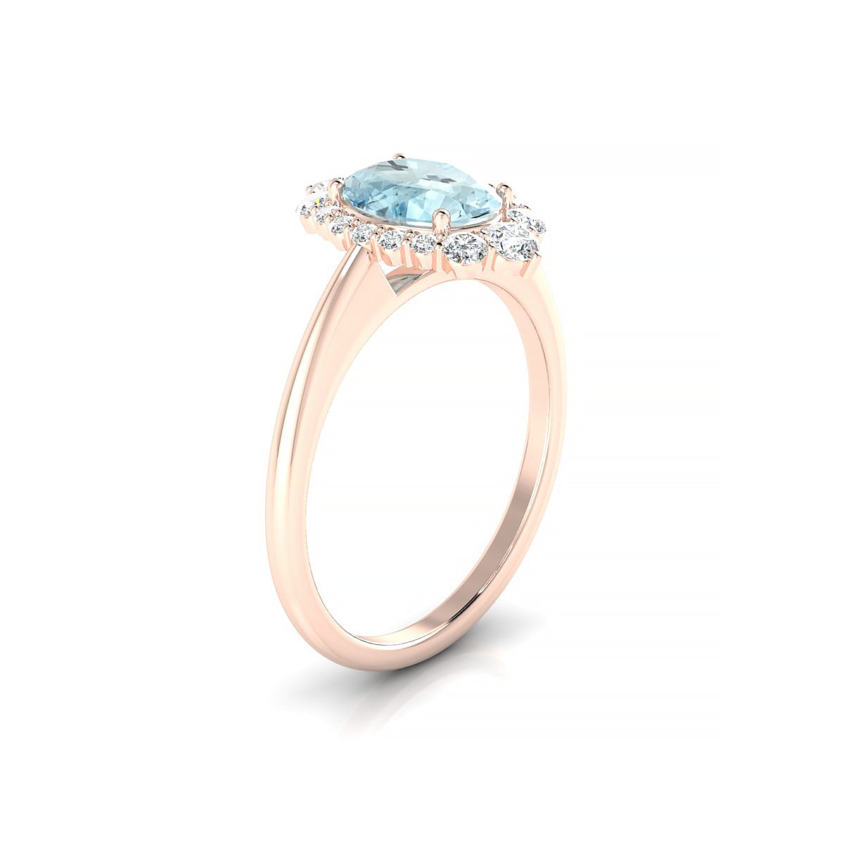 Romance | 18k Rose Gold 8 x 6 mm Oval Aquamarine Ring