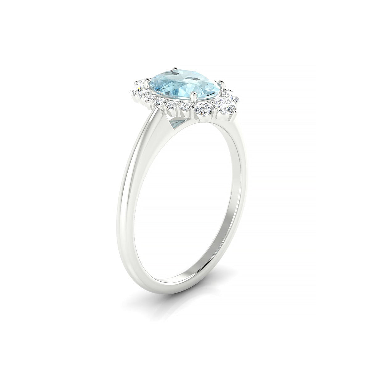 Romance | 18k White Gold 8 x 6 mm Oval Aquamarine Ring