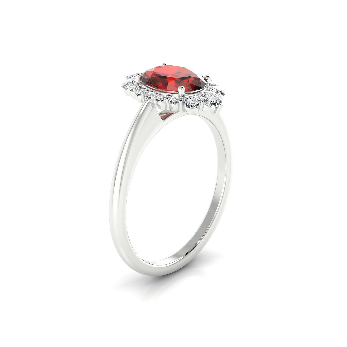 Romance | 18k White Gold 8 x 6 mm Oval Garnet Ring