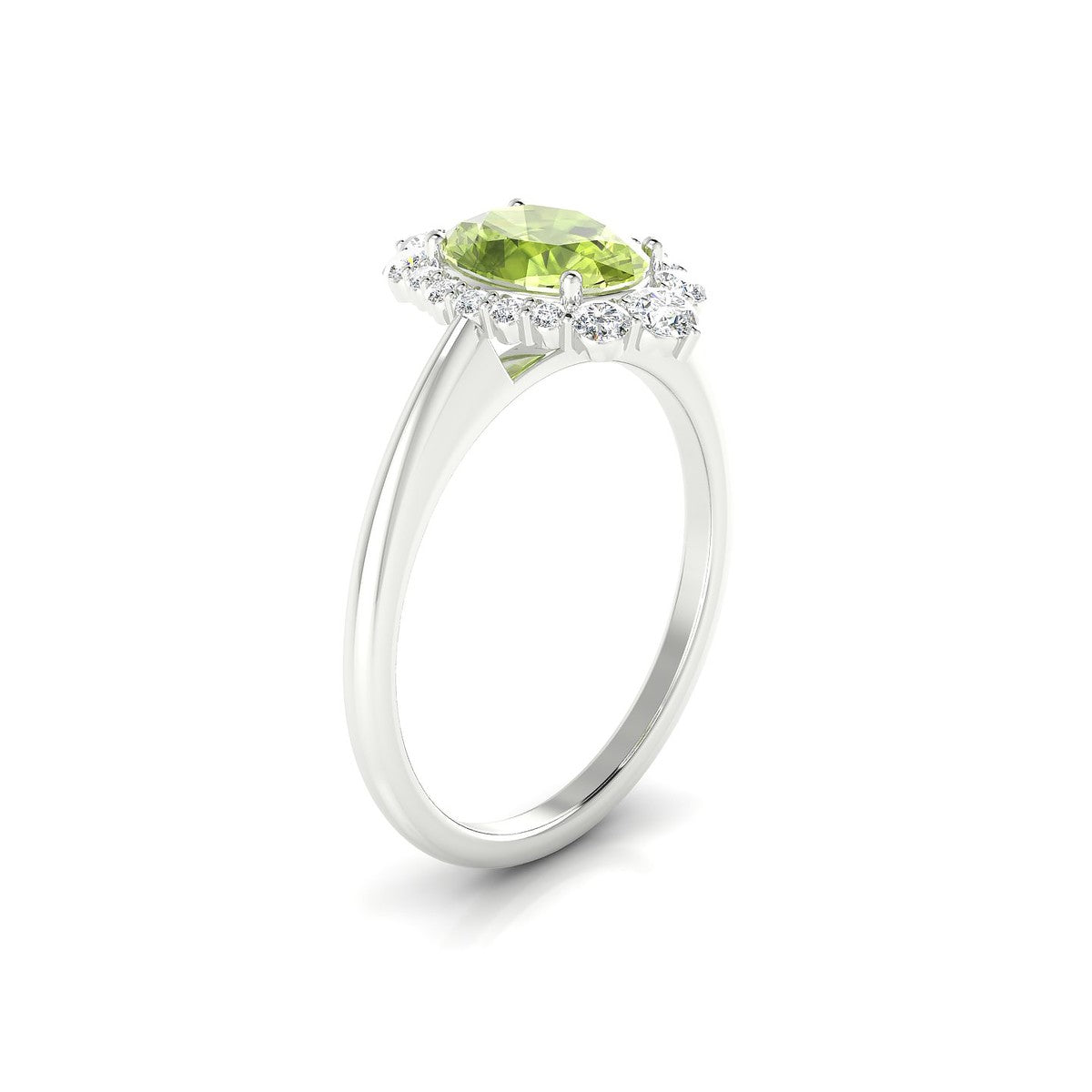 Romance | 18k White Gold 8 x 6 mm Oval Peridot Ring