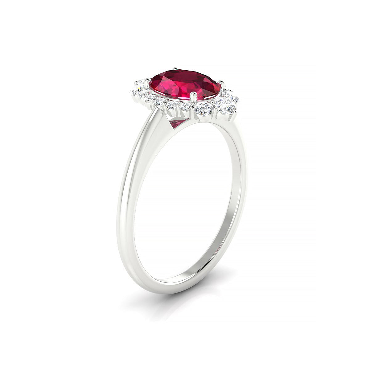 Romance | 18k White Gold 8 x 6 mm Oval Ruby Ring