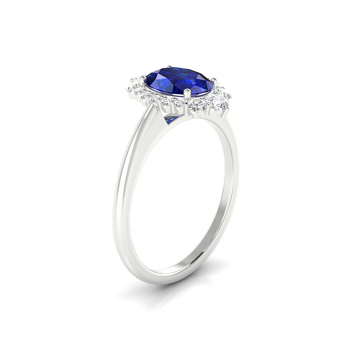 Romance | 18k White Gold 8 x 6 mm Oval Sapphire Ring