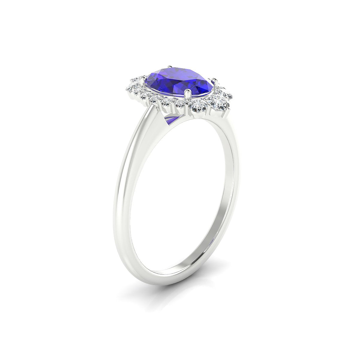 Romance | 18k White Gold 8 x 6 mm Oval Tanzanite Ring
