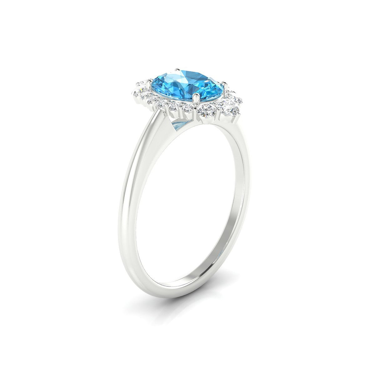 Romance | 18k White Gold 8 x 6 mm Oval Topaz Ring