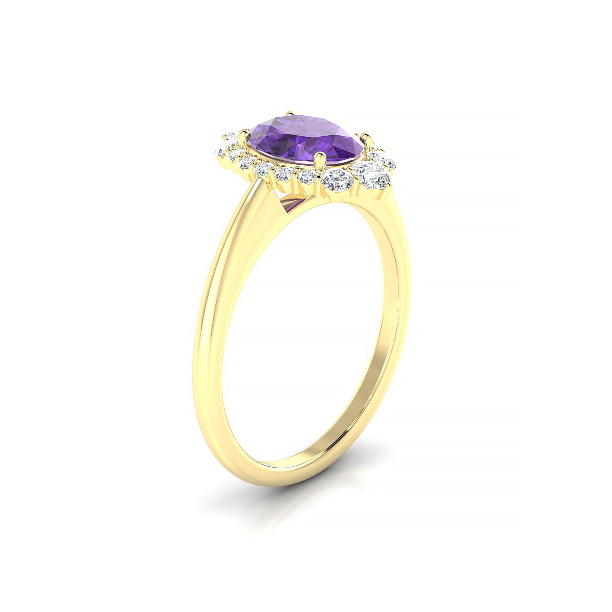Romance | 18k Yellow Gold 8 x 6 mm Oval Amethyst Ring