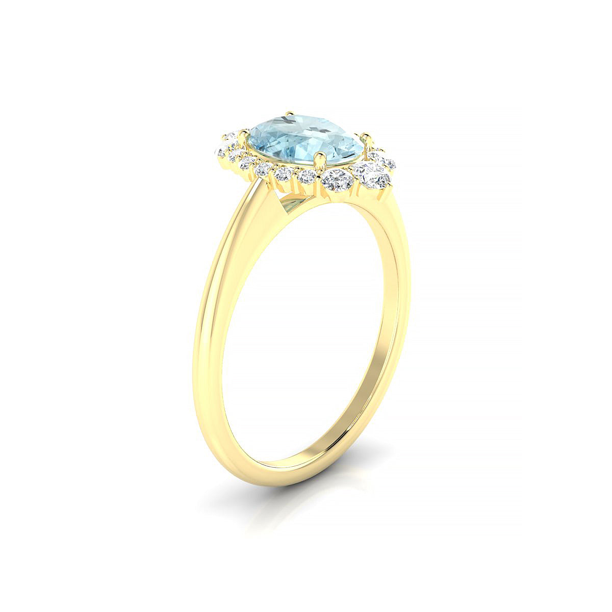 Romance | 18k Yellow Gold 8 x 6 mm Oval Aquamarine Ring