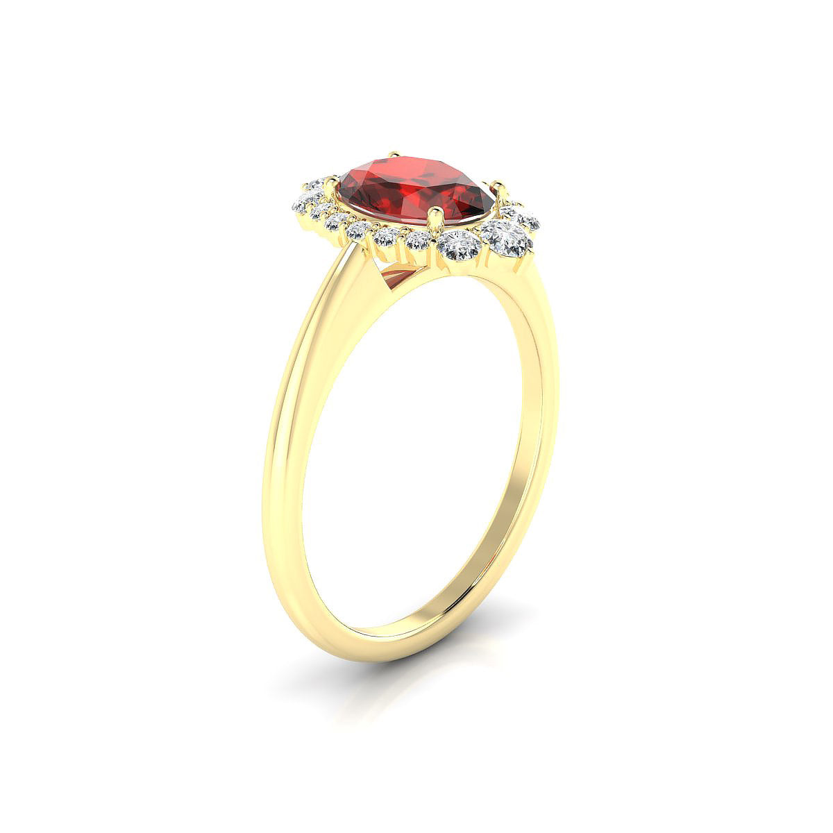 Romance | 18k Yellow Gold 8 x 6 mm Oval Garnet Ring