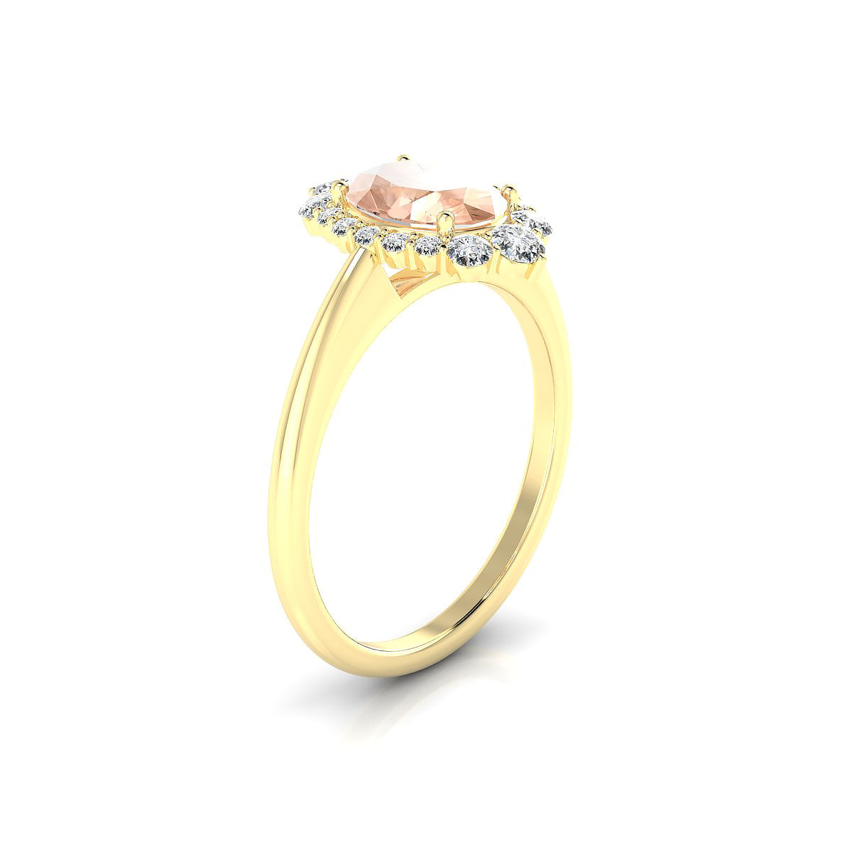 Romance | 18k Yellow Gold 8 x 6 mm Oval Morganite Ring