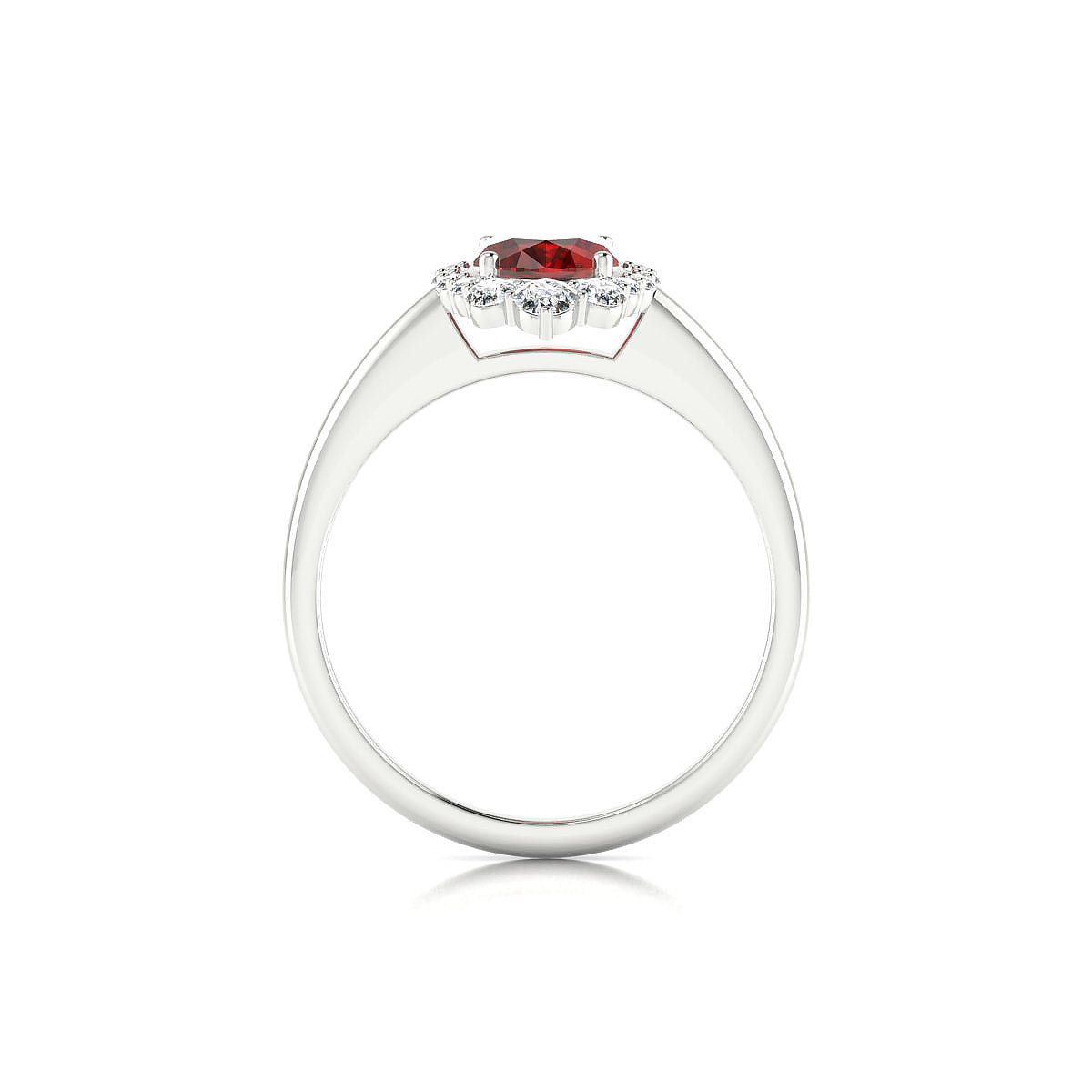 Romance | 18k White Gold 8 x 6 mm Oval Garnet Ring